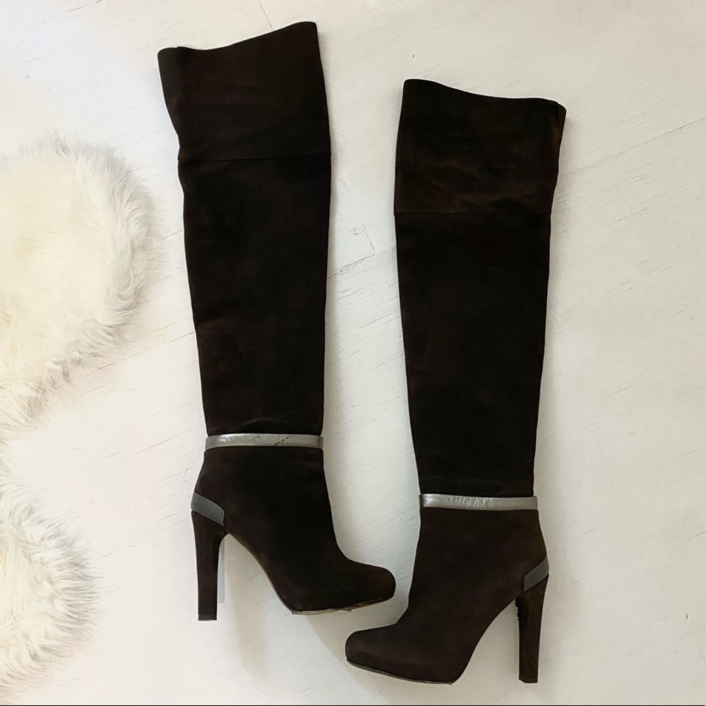 Fendi Thigh High Boots, Brown Suede sz 36